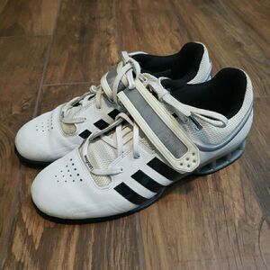 Adidas Shoes Mens 10 White Weightlifting Powerlifting Lifting AdiPower M25733